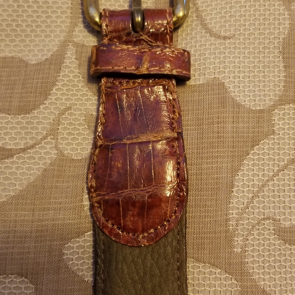 Crocodile & Green Leather Belt